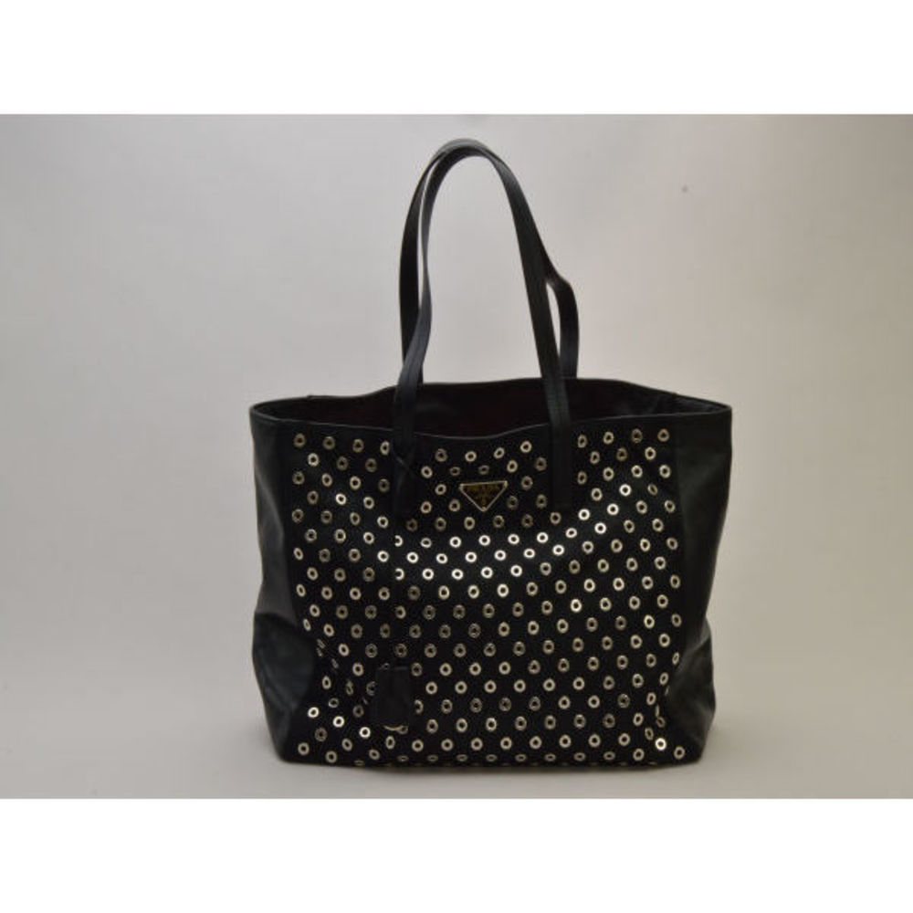 Prada Tote Bag Nylon Silver Black